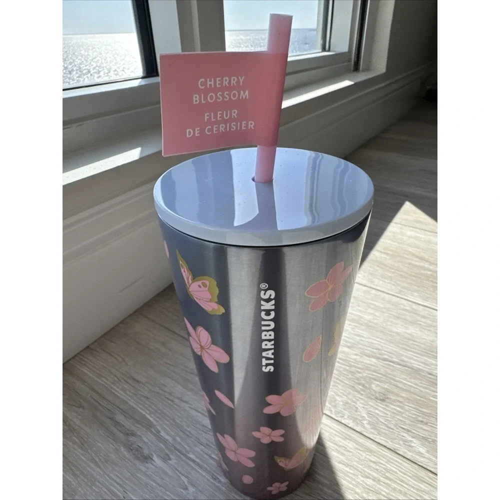 STARBUCKS CHERRY BLOSSOM SPRING 2025 METAL TUMBLER‎ 24FL. OZ.